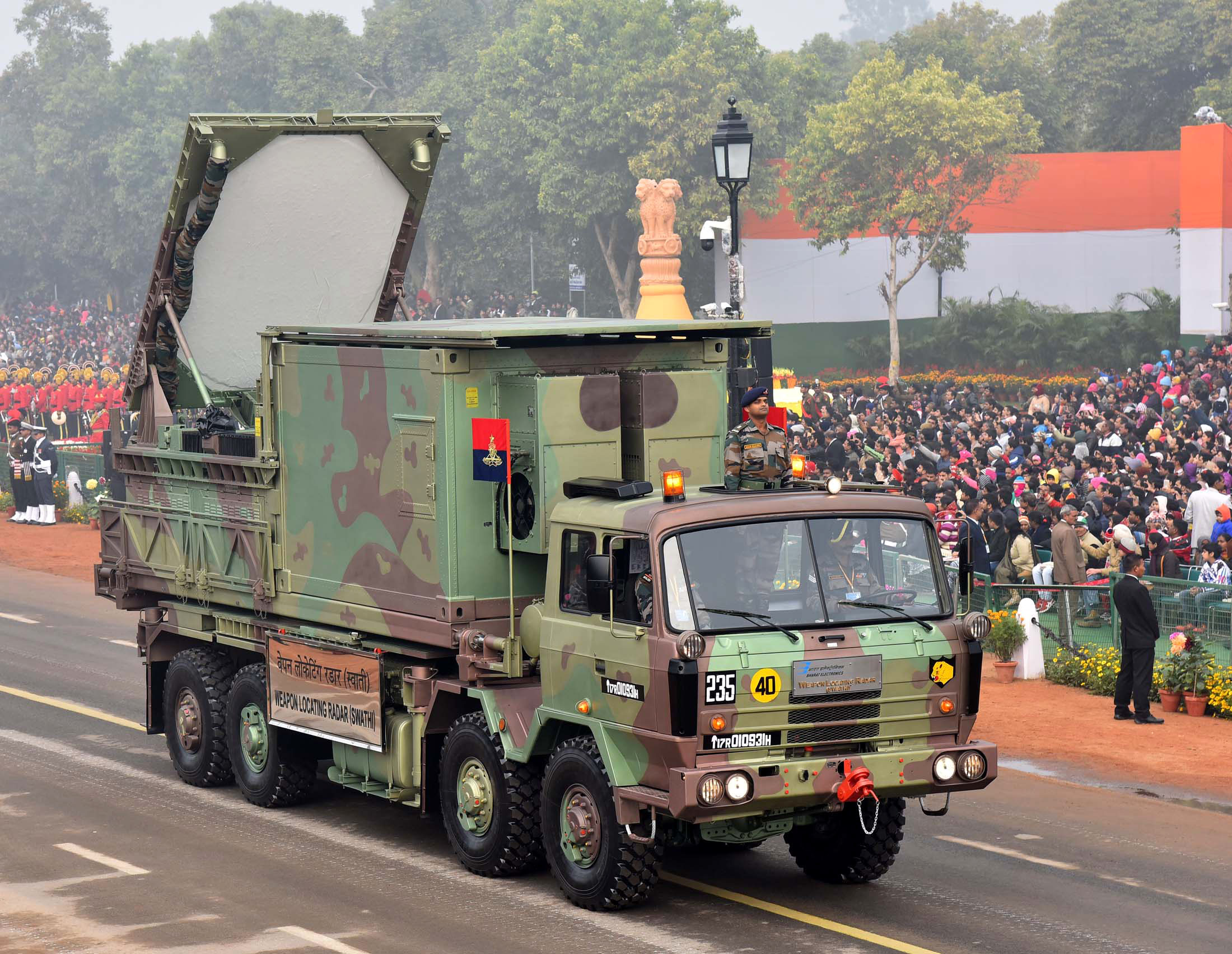 BEL Weapon Locating Radar (Swathi) passes on the occasion of the 69th Republic Day Parade 2018.