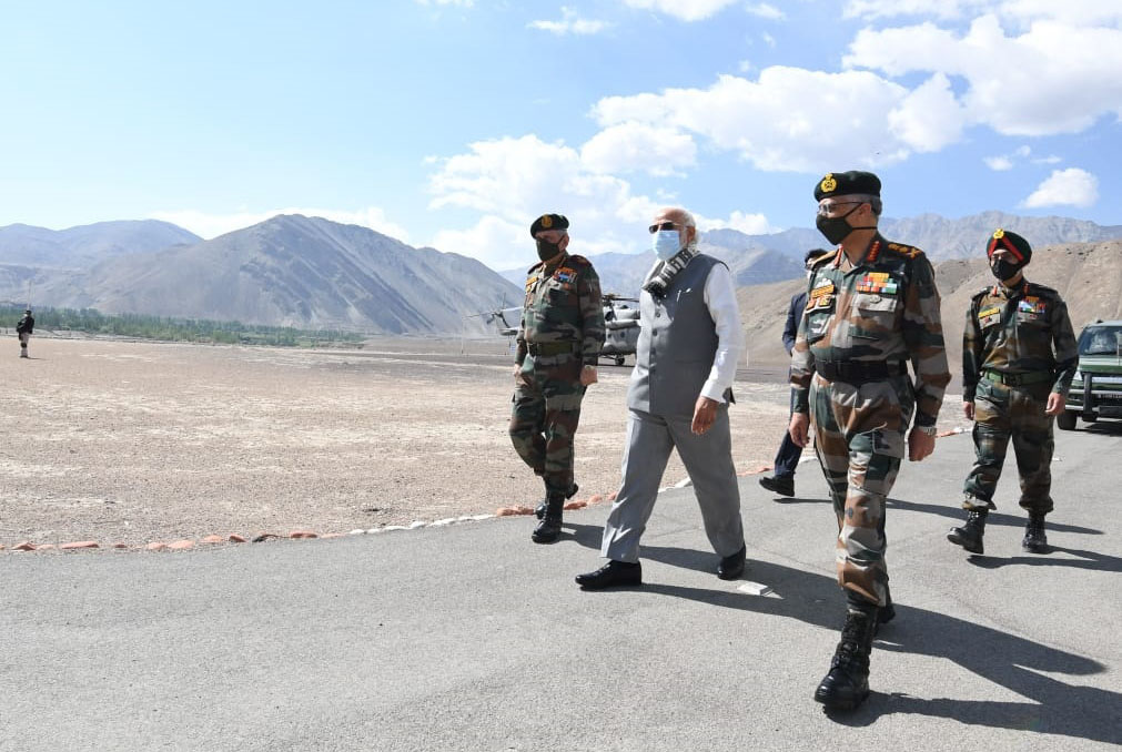 India's prime minister visits Ladakh on 3 July 2020 where he interacted with Indian military personnel deployed at forward positions.488