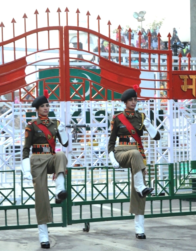 Women personnel of Border Security Force at Attari-Wagah border.