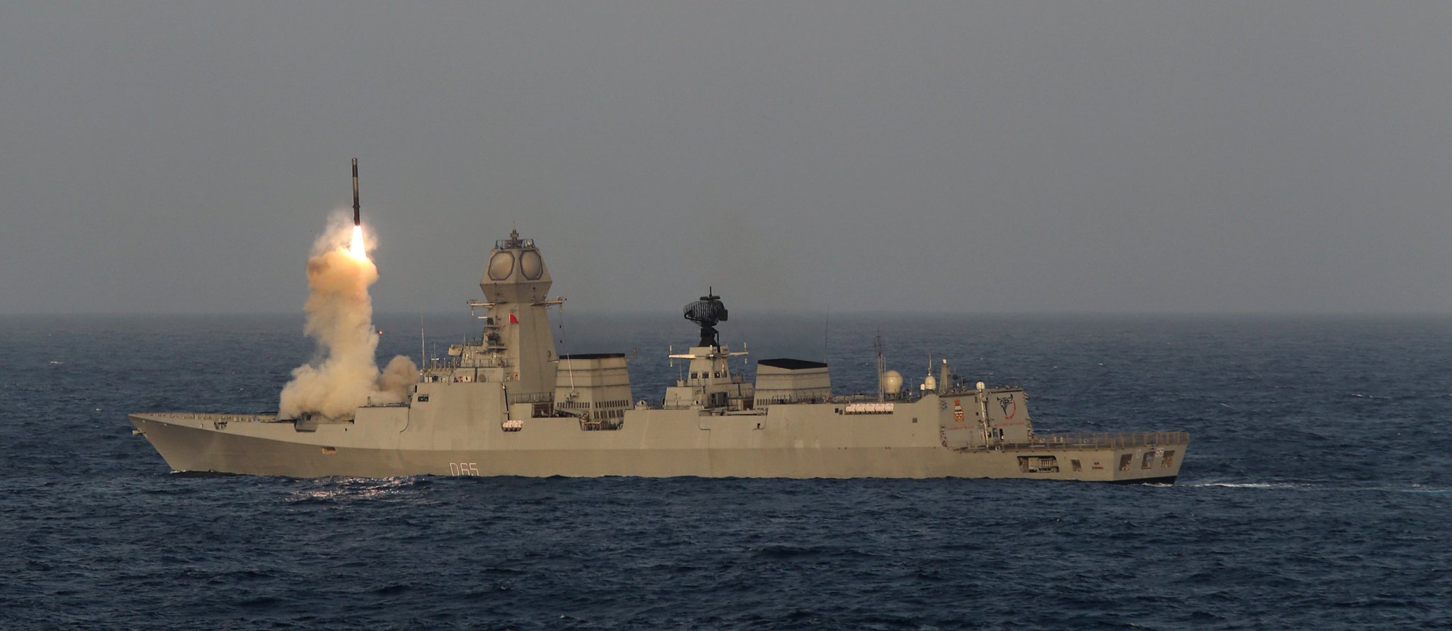 INS Chennai firing BrahMos (missile).